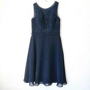 Azazie Sz 10 Navy‎ Floral Lace Swing Dress Bridesmaid Cocktail Prom Date Event
